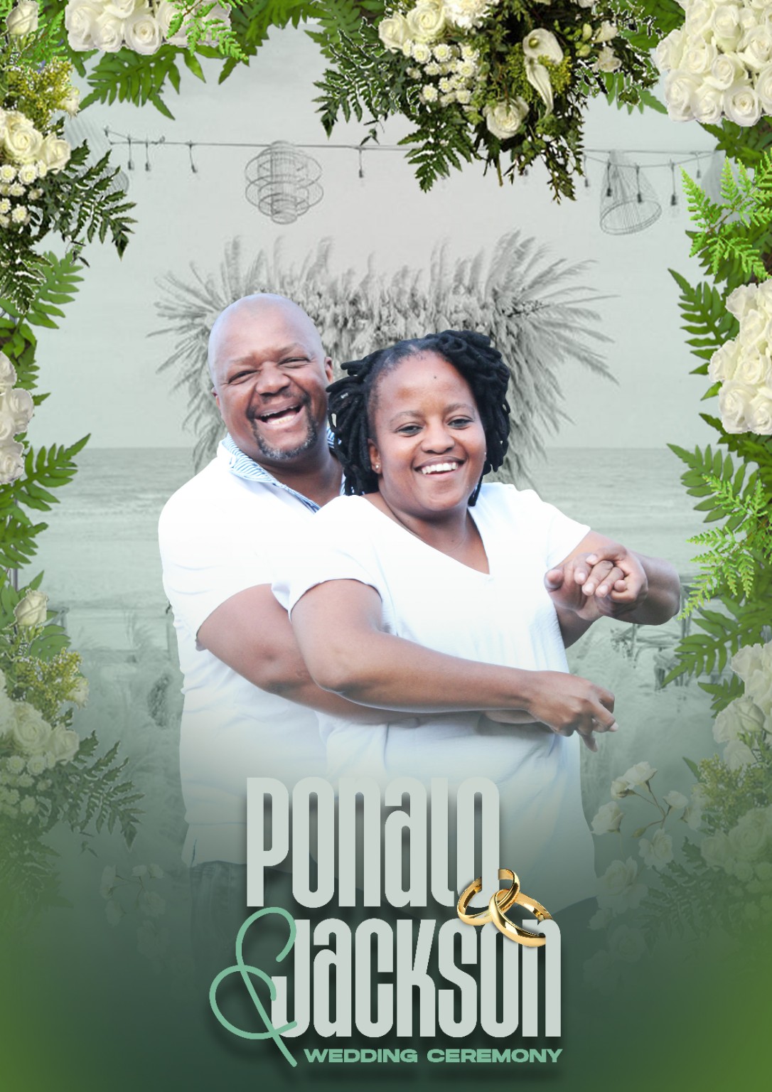 Ponalo and Jackson wedding welcome board